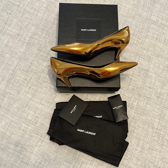 NIB Saint Laurent Kiki pumps in Egypt gold - Picture 1 of 7